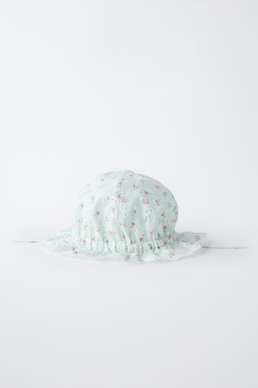 BONNET BRODÉ SUISSE IMPRIMÉ FLEURS - Vert d'eau de Zara - Image 3