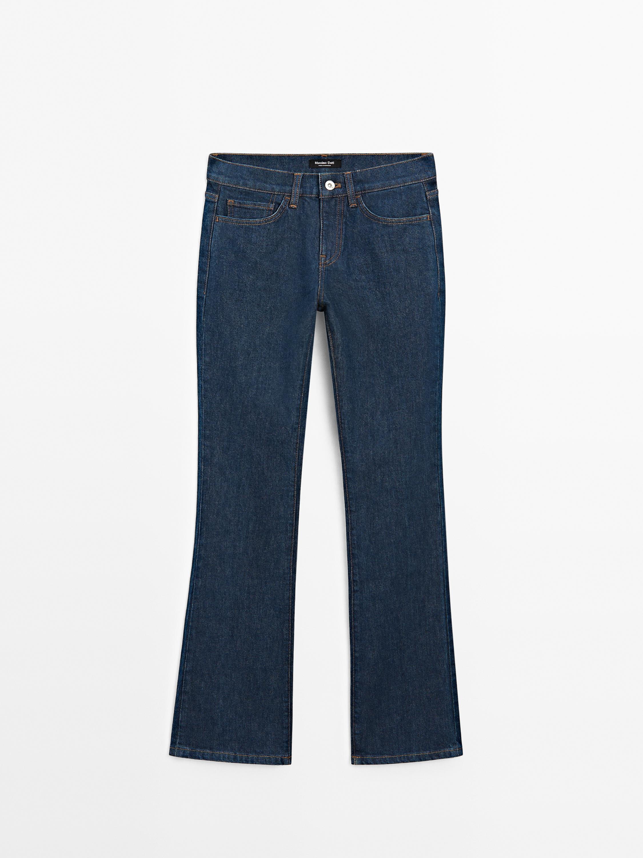 Jean bootcut taille basse en coton mélangé