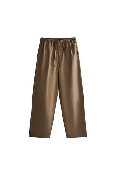 CHECK TROUSERS - Brown by Zara