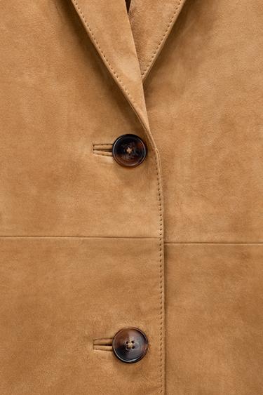 LIMITED EDITION 100% SUEDE LEATHER BLAZER - Mid-camel by Zara - Image 5