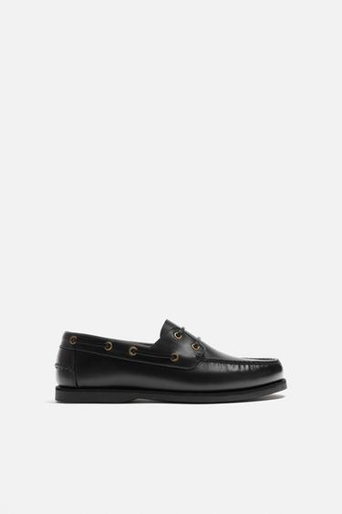 LIMITED EDITION LEATHER DECK SHOES - Black by Zara