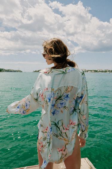 FLORAL PRINT SATIN SHIRT - Multicoloured by Zara - Image 4