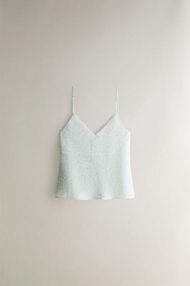 STRAPPY FLORAL TOP - Sea green by Zara - Image 0