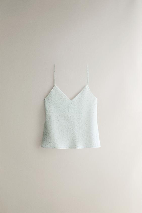STRAPPY FLORAL TOP - أخضر مموه الخاص بـ Zara - صورة 0