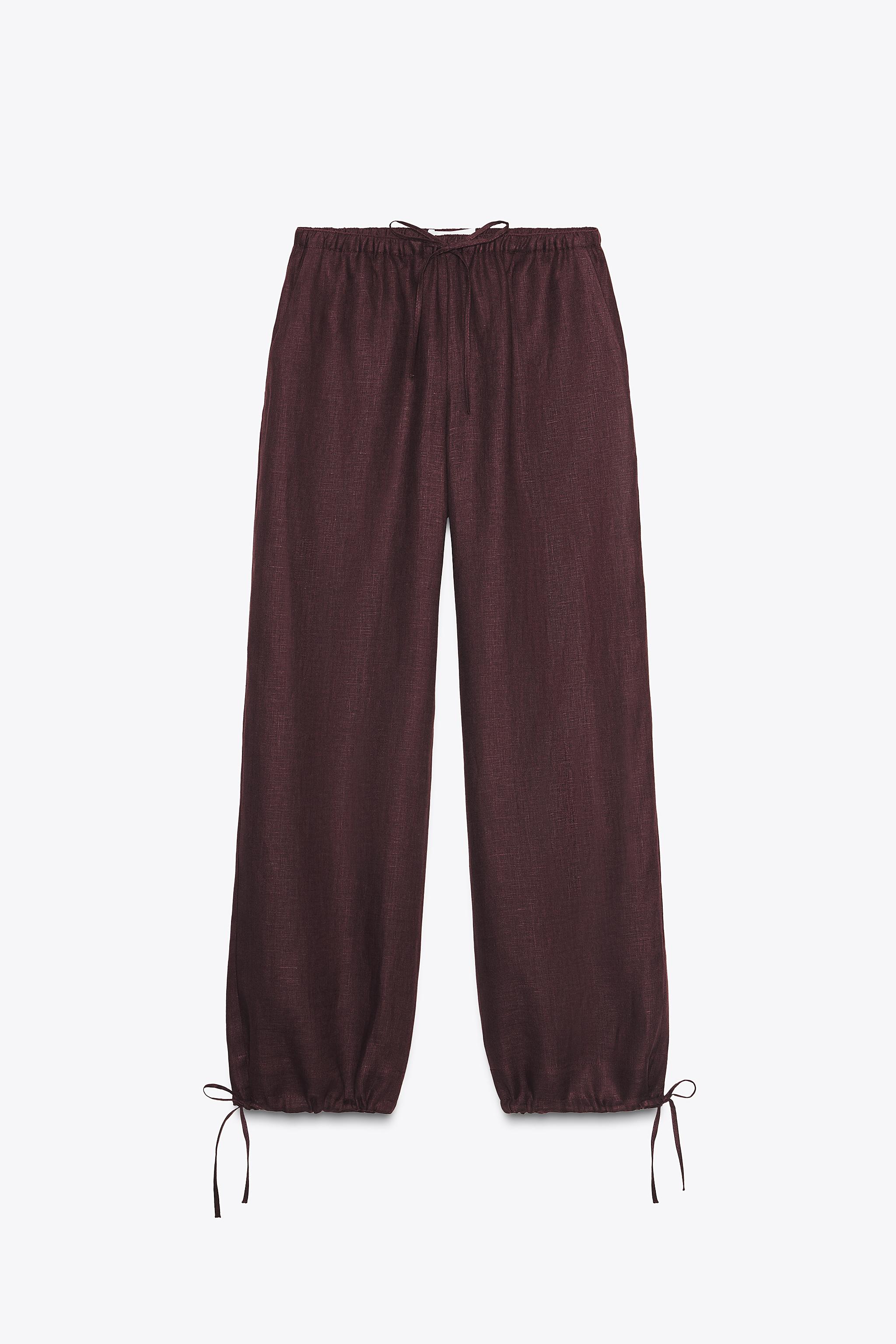 Nala linen like balloon pantsナラパンツ LINEN BALLOON PANTS - Eggplant | ZARA United States