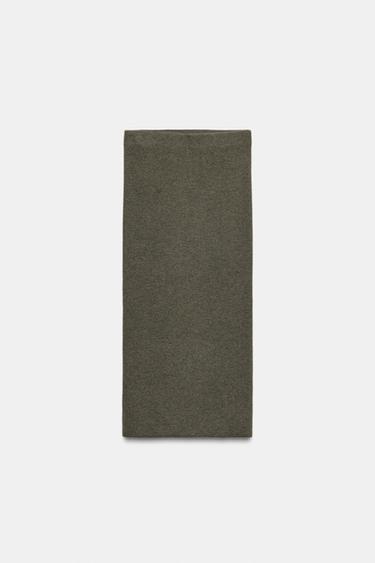 RIBBED MIDI SKIRT - Dark khaki by Zara