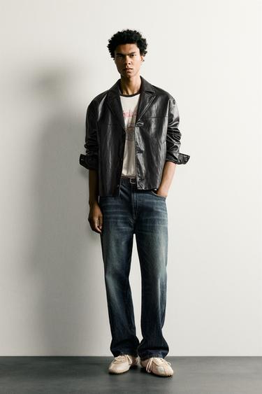 CROPPED FIT LEATHER-EFFECT JACKET - Black by Zara - Image 0