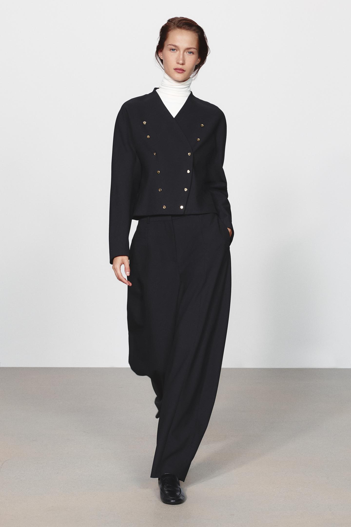 Женский пиджак Zara ZW Collection Gold Button, цвет: Чёрный