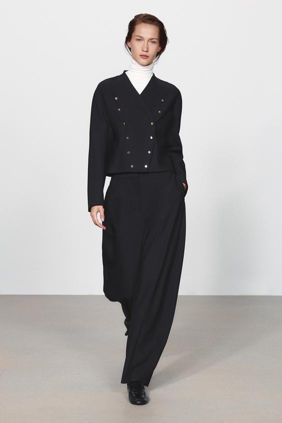 ZW COLLECTION GOLD BUTTON BLAZER - Black by Zara - Image 0