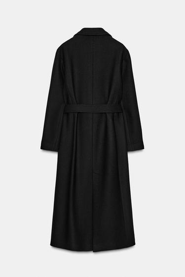 LANGER WOLLMANTEL MIT GÜRTEL - Schwarz von Zara