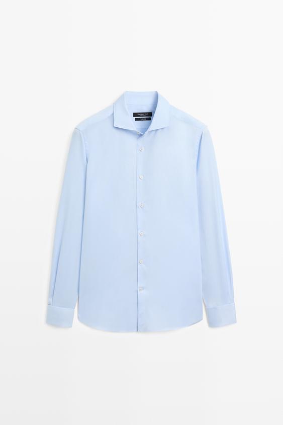 Slim fit 100% cotton shirt with double cuffs from Zara - $130