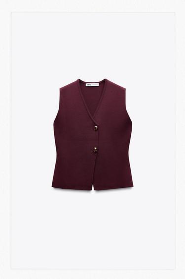 TOP جيليه محاك سادة - عنابي الخاص بـ Zara