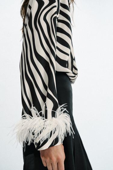 CHEMISE IMPRIMÉ ANIMAL PLUMES - Noir / Écru de Zara - Image 4