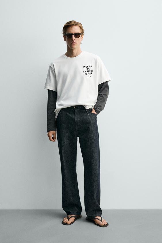 CONTRAST SLOGAN PRINT RELAXED FIT T-SHIRT - White by Zara - Image 0