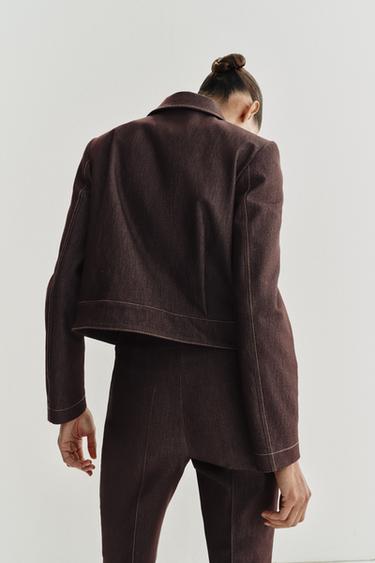 VESTE COURTE À POCHES À RABAT - Marron de Zara - Image 4