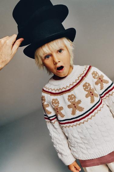 TRICOT KABELTRUI MET KOEKJES - Ecru van Zara