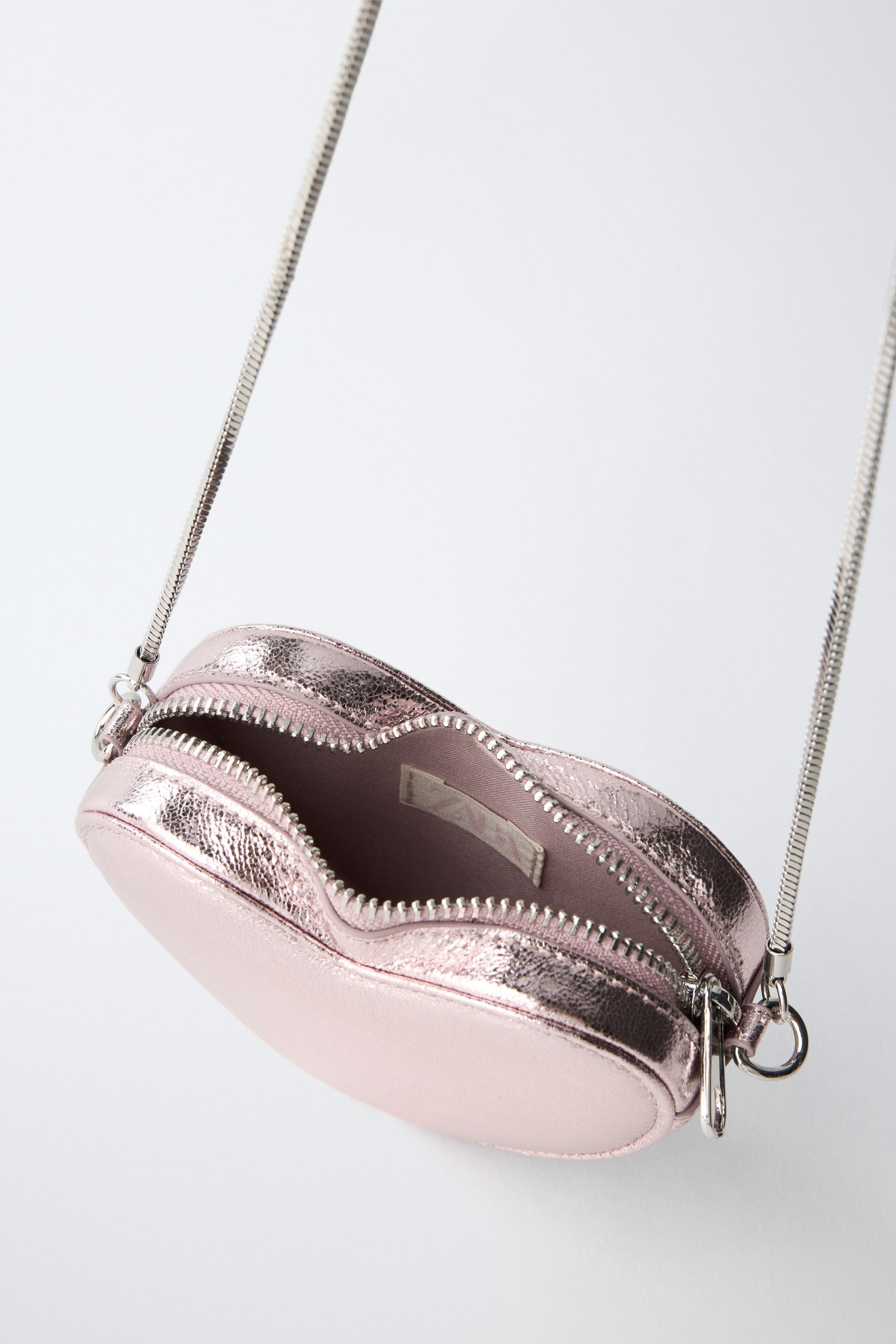 METALLIC HEART CROSSBODY BAG - Pink | ZARA United States