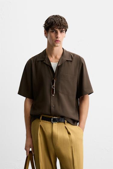 RELAXED FIT FLOWING SHIRT - Chocolate by Zara