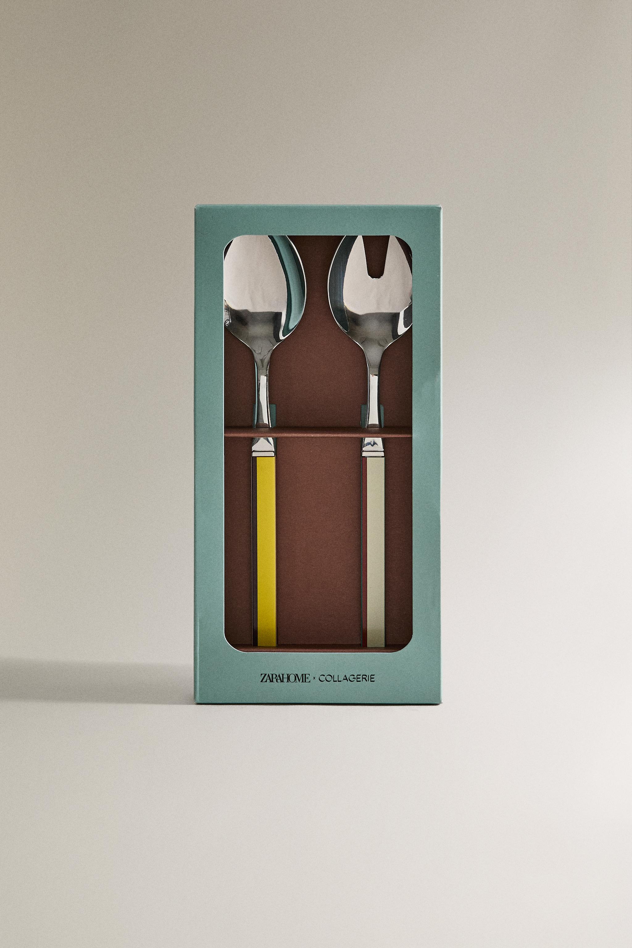 ENSEMBLE COUVERTS À SALADE MANCHE RAYÉ (LOT DE 2) X COLLAGERIE
