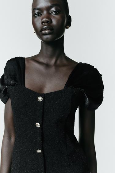 TOP COMBINADO BOUCLÊ - Preto da Zara