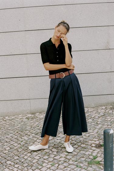 CULOTTE MIT GÜRTEL - Marineblau von Zara