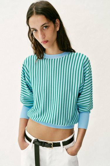 SWEAT EN MAILLE À RAYURES - unique de Zara - Image 1