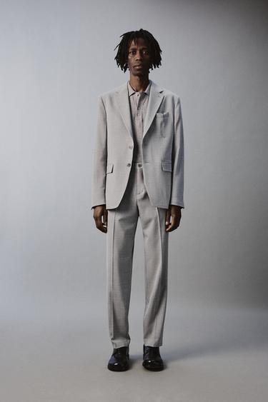 TEXTURED SUIT TROUSERS - Light grey by Zara