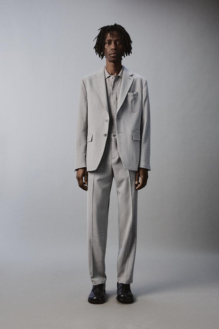 ZARA TEXTURED SUIT TROUSERS