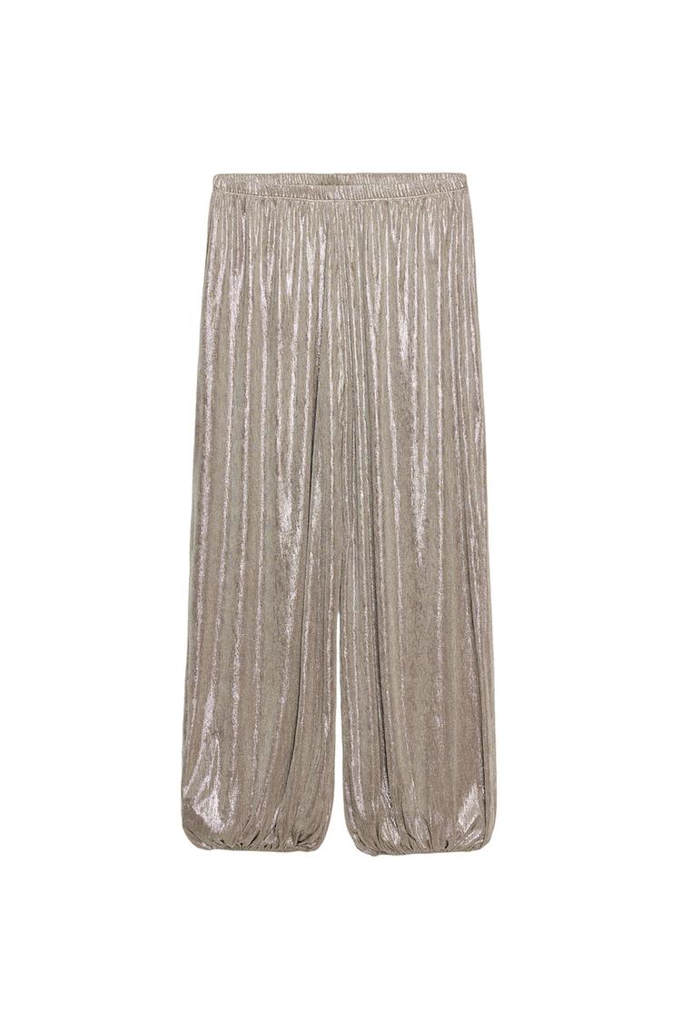 Pantalon bombacho efecto metalizado