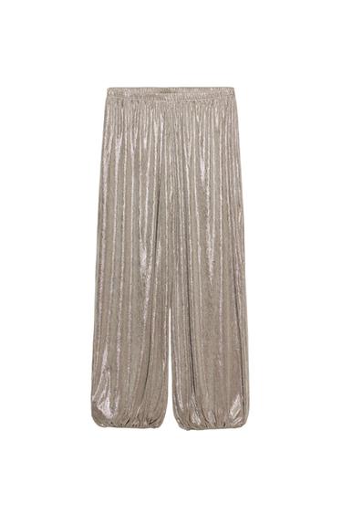 PANTALON BOUFFANT EFFET MÉTALLISÉ - Argent de Zara