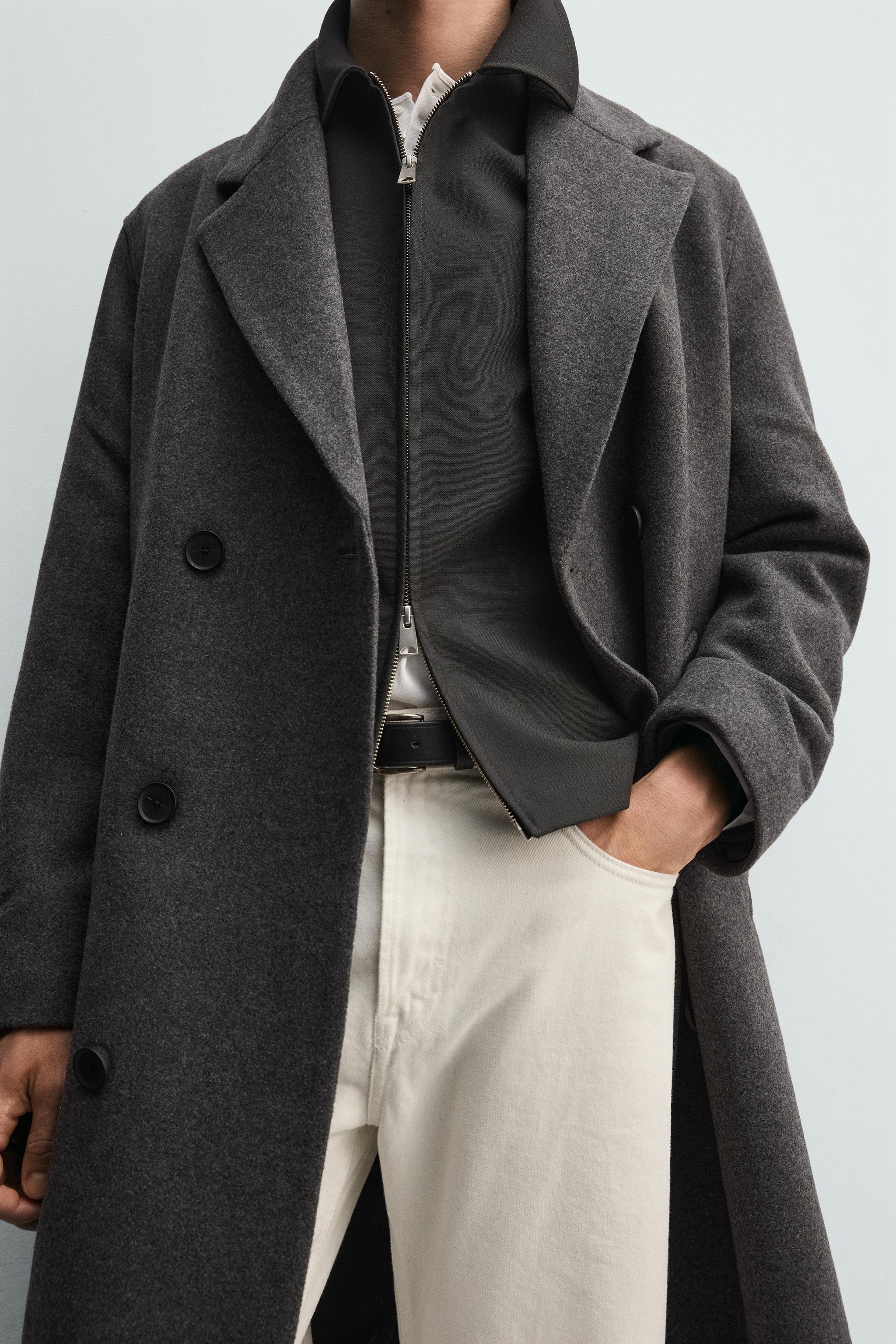 MANTEAU CROISÉ AVEC LAINE ET CEINTURE