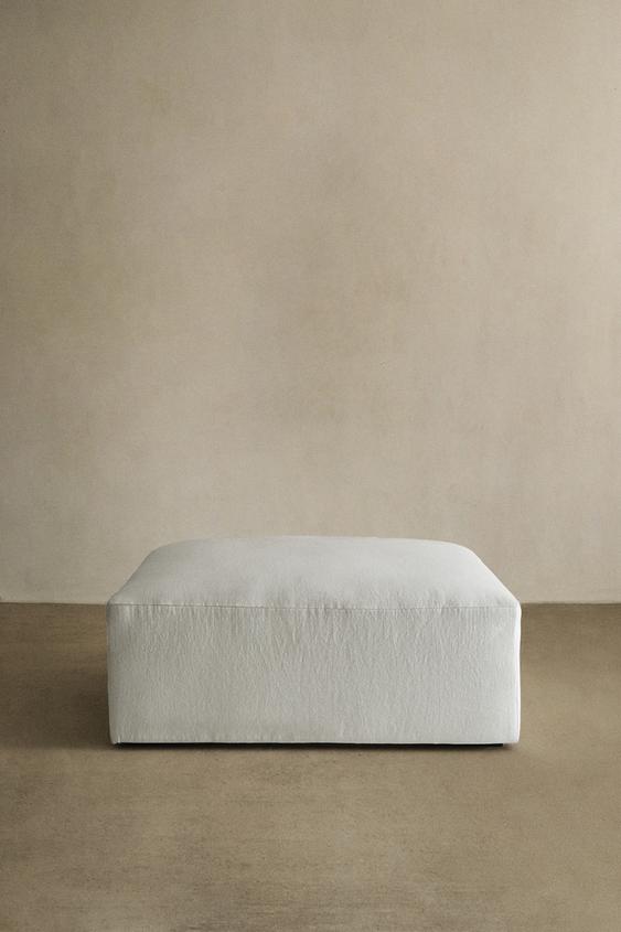 WASHED LINEN FOOTSTOOL - Oyster-white by Zara - Image 0