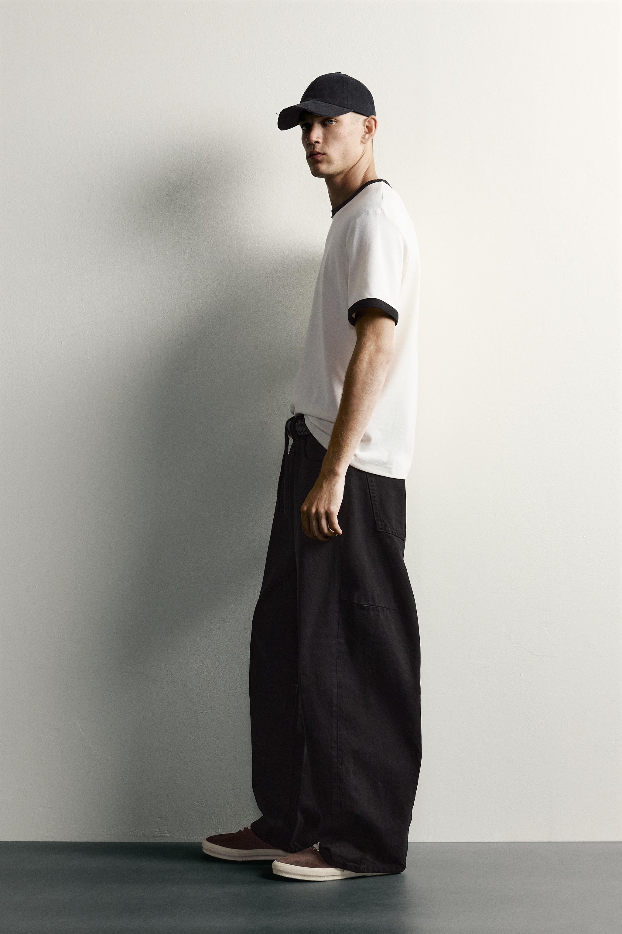 DRAWSTRING BARREL FIT PANTS