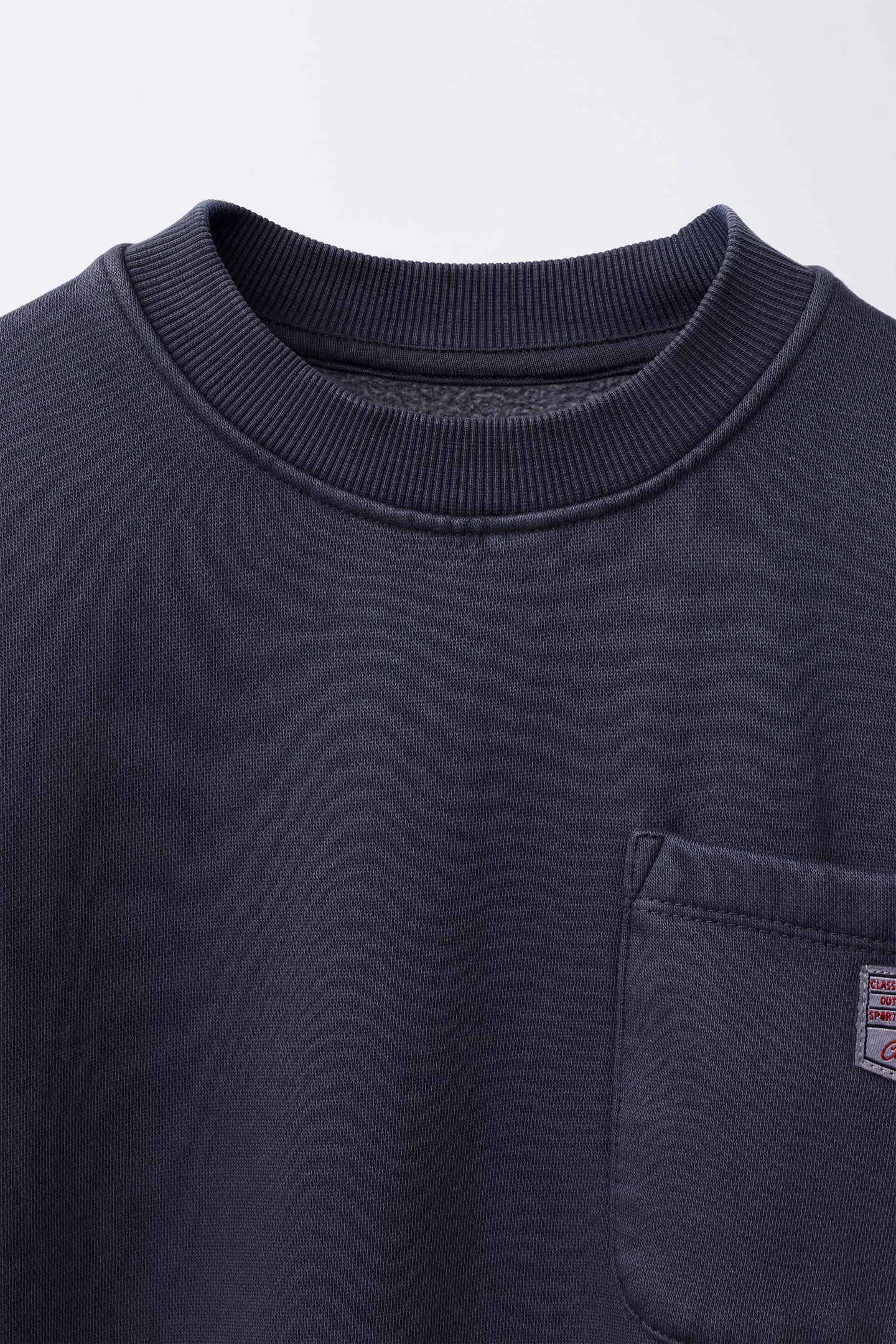 Детская толстовка Zara Plain Sweatshirt with Label Pocket, цвет: Синий / Серый — фото 5