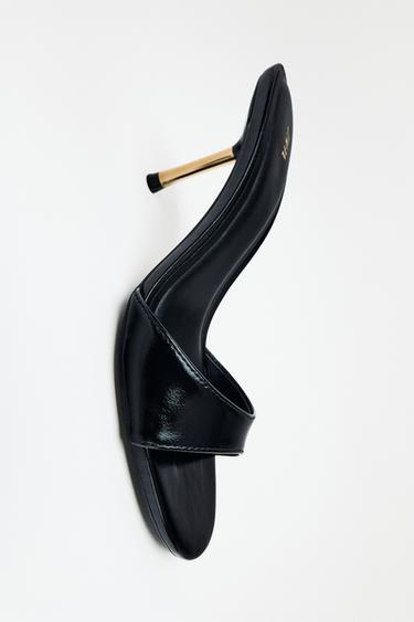 LAMINATED HEELED SANDALS - Black by Zara