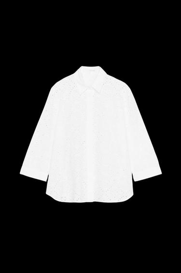 ZW COLLECTION CUTWORK EMBROIDERY SHIRT - White by Zara - Image 0