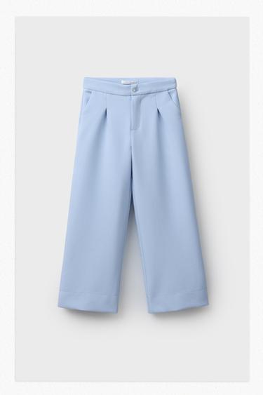TAILORED FIT TROUSERS WITH GEM BUTTON - Blue / Lavender by Zara