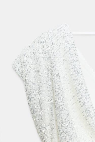 SEQUINNED MINI DRESS - White by Zara - Image 4