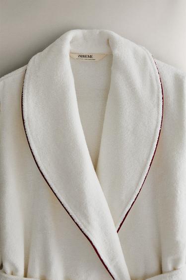 BATHROBE WITH PIPING (400 GXM²) - Burgundy by Zara - Image 1