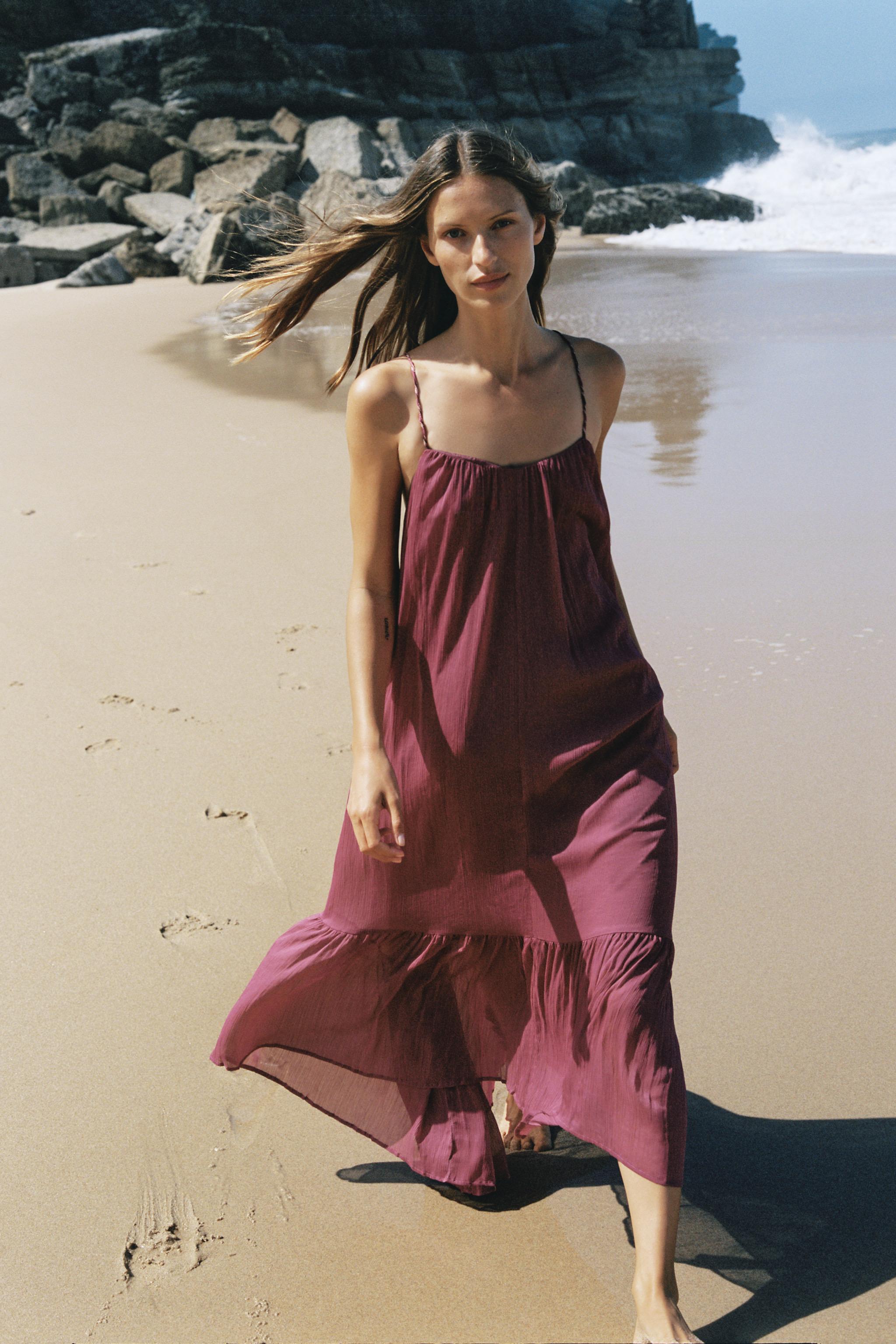 Женские платья Zara FLOWY BEADED DRESS