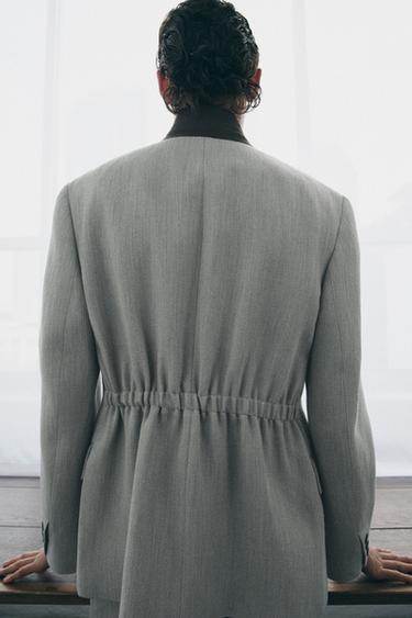 Zara CONTRAST COLLAR BLAZER ZW COLLECTION - Gray