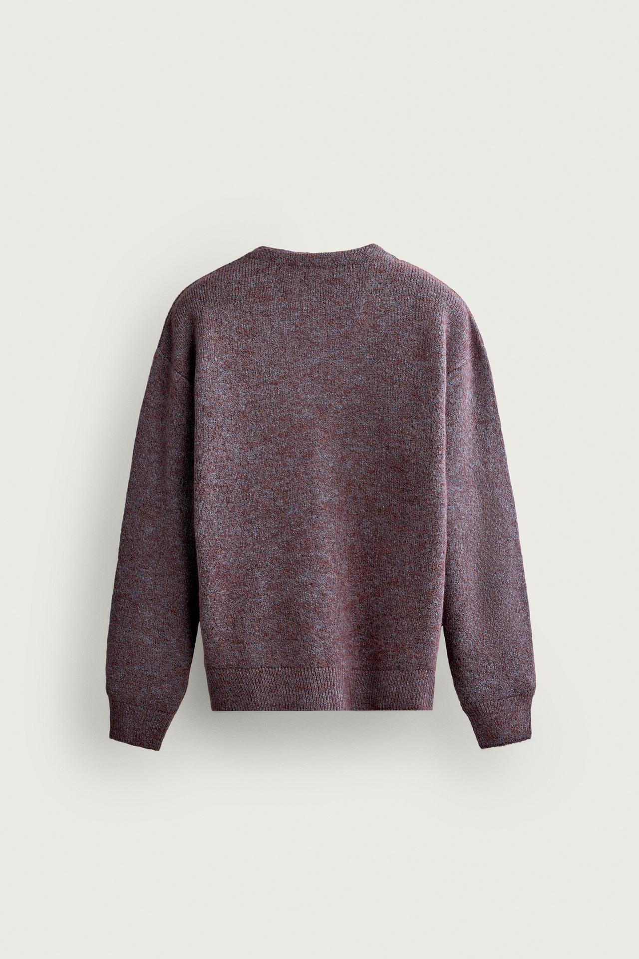 WOOL-BLEND RELAXED FIT CARDIGAN — Wine
