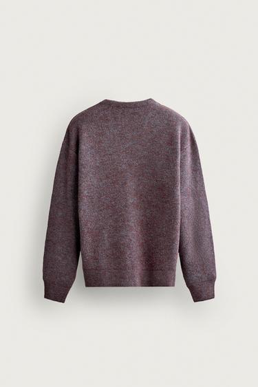 WOOL-BLEND RELAXED FIT CARDIGAN — Wine 2