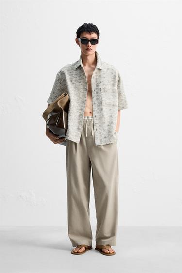 CONTRAST TEXTURED OVERSHIRT - Light beige by Zara