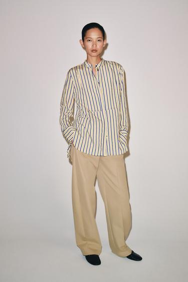 CAMISA RAYAS PECHERA ZW COLLECTION - Azul de Zara