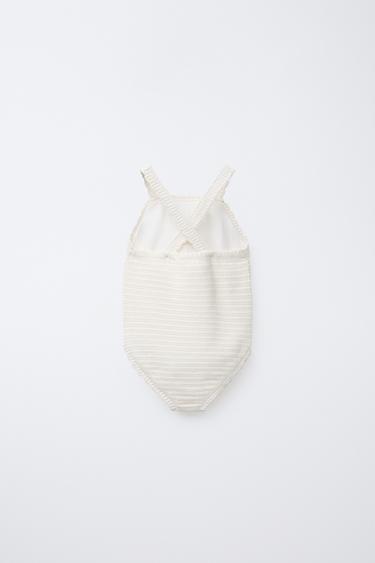 3-6 YEARS/ CROCHET FLORAL SWIMSUIT - Ecru by Zara - Image 1
