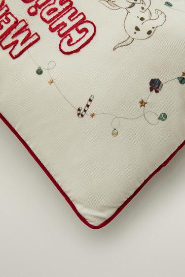 KIDS' 101 DALMATIANS ©DISNEY CHRISTMAS CORDUROY CUSHION — Ecru 2