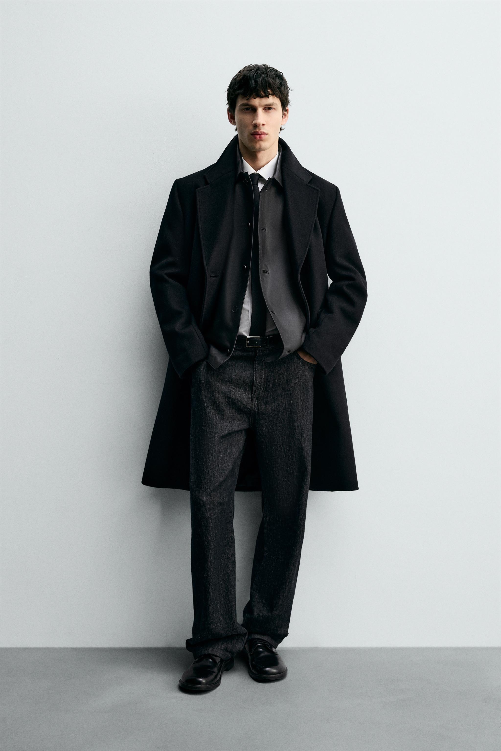 CASACO CRUZADO COM LÃ - Preto | ZARA Brasil