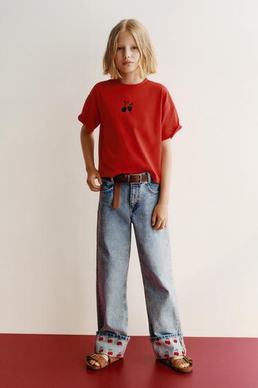 JEANS STRAIGHT CEREZAS - Azul de Zara