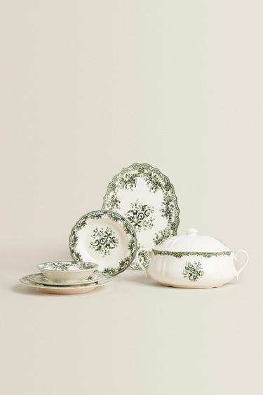 Zara FLORAL EARTHENWARE DINNERWARE - Dark olive - Image 0